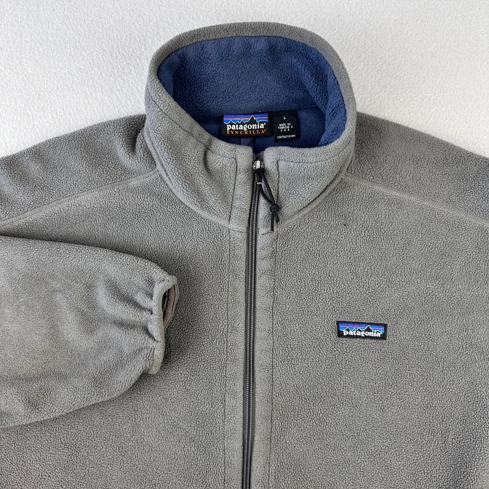 Vintage Patagonia Synchilla Fleece Jacket Mens Large Grey Full-Zip Lightweight‎